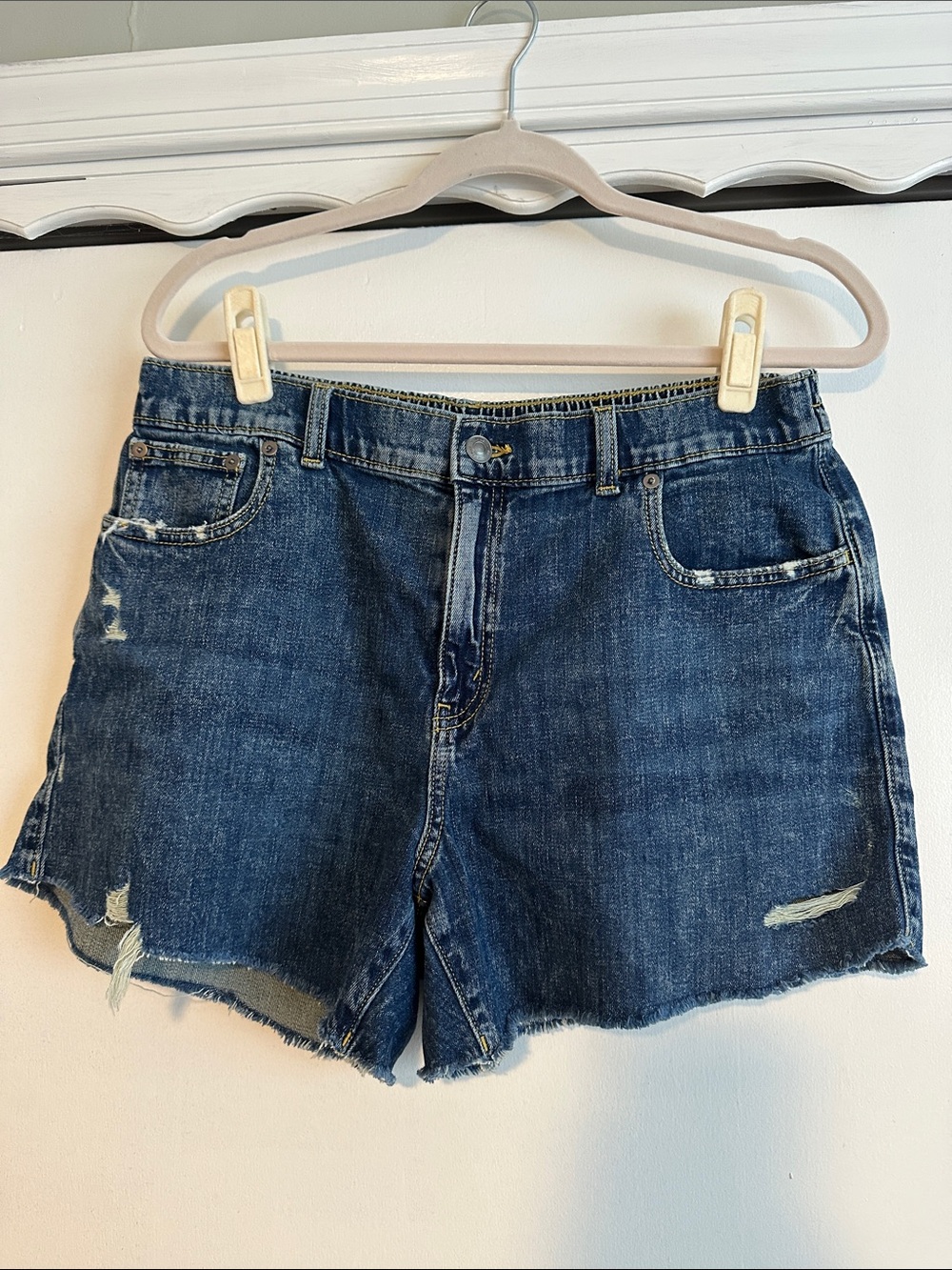 aerie Dark Blue Distressed Denim Shorts